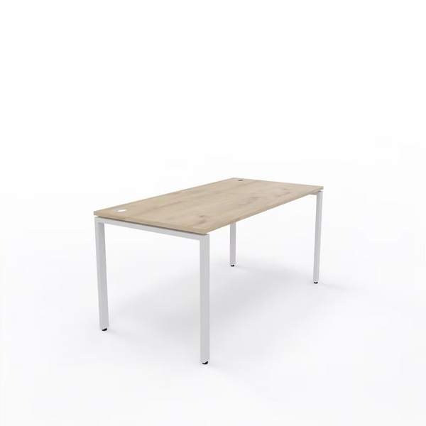 Fixed Office Desks with wooden table top and white steel frame desks