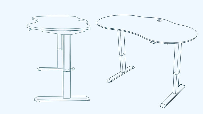 Sketch drawing of a height adjustable standing desk