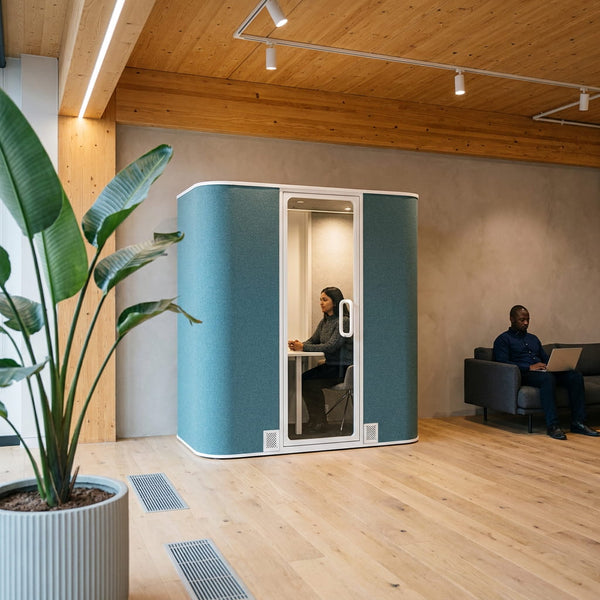 ChatterBox Classic 2-seater meeting pod installed in an open-plan office