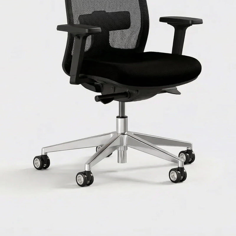 Ergonomic office chair with headrest on a white background, featuring the Ergo Certified logo.