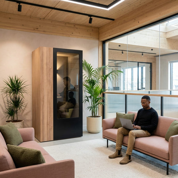 CitiPod soundproof phone booth positioned alongside workstations in a South African office