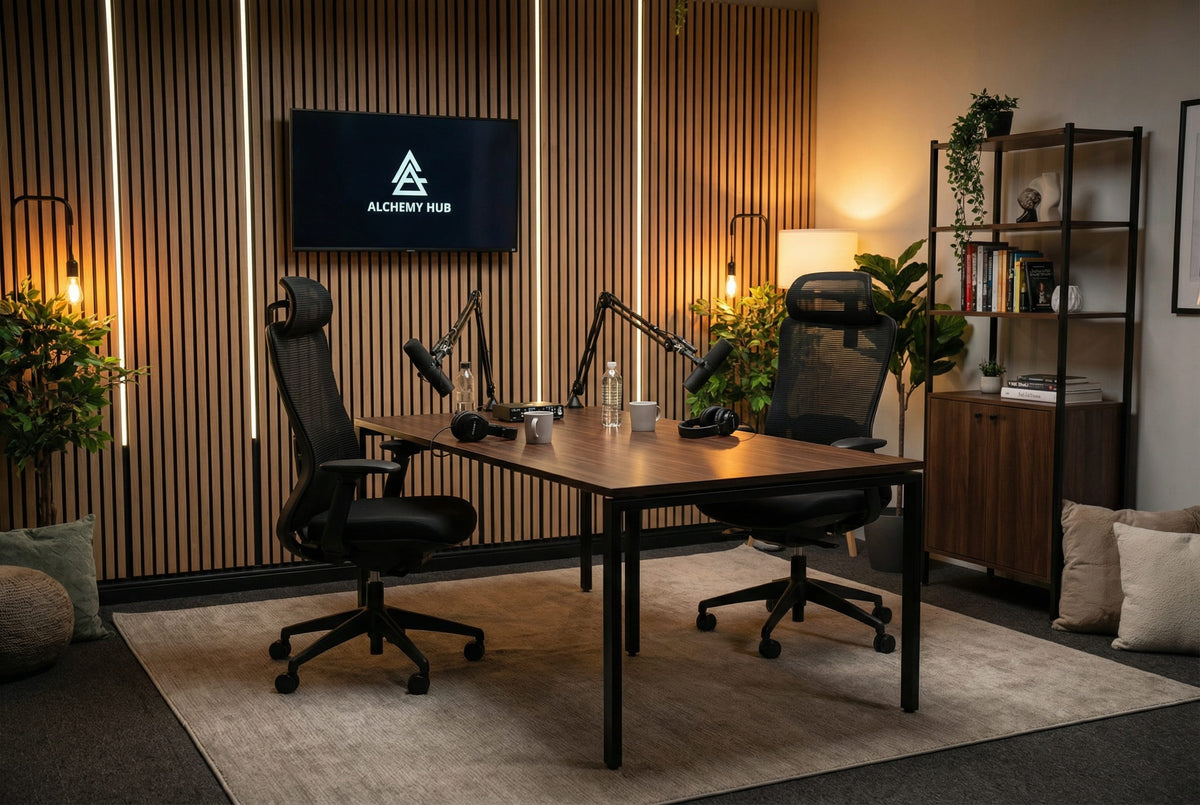 Boardroom Table on Modern Podcast room
