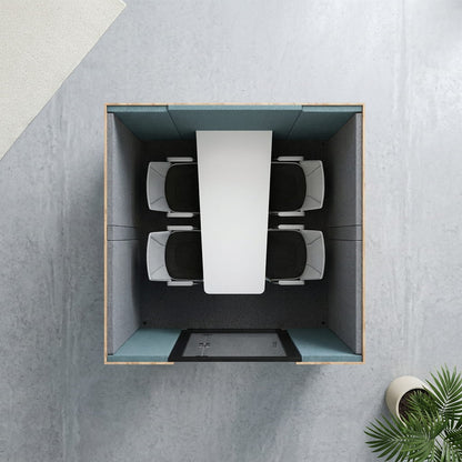 Overhead view of the SkyLite 4-seater meeting pod on an office floor