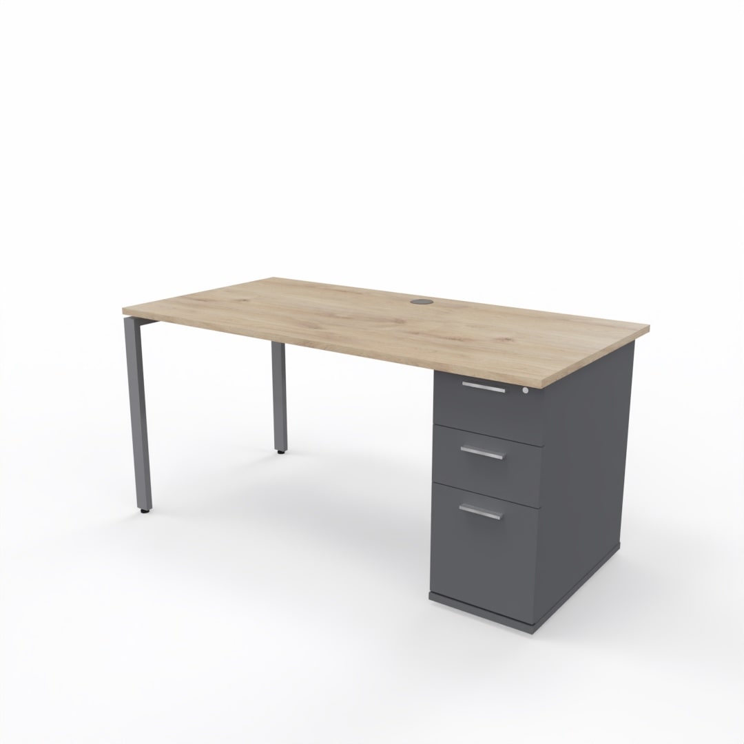 Desk with Built-In Pedestal