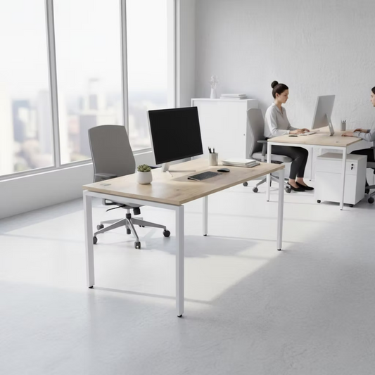 Steel frame office desk in office space 