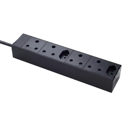 Under-desk power grid in graphite with four SA 3-pin and two compact sockets
