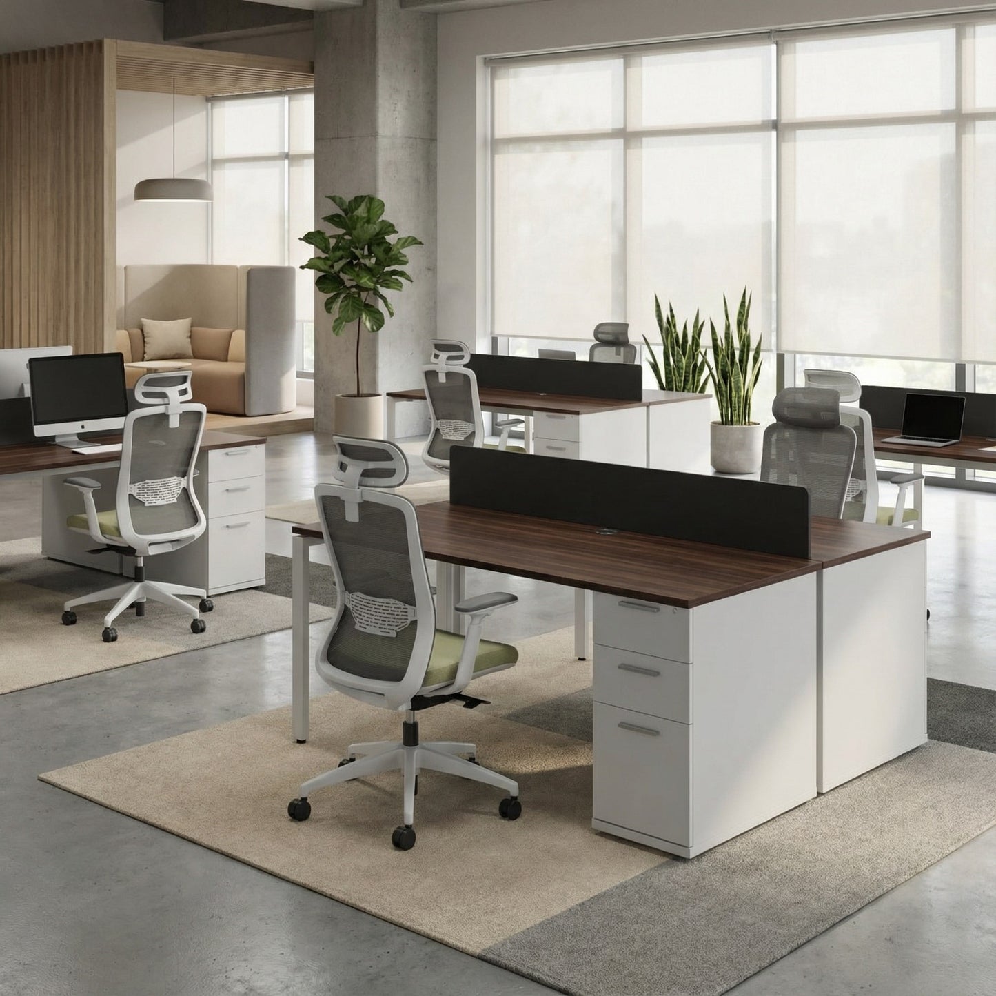 Desk with Built-In Pedestal