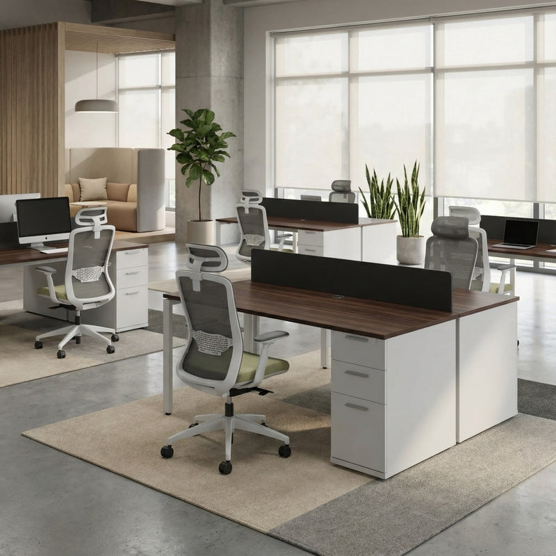 Desk with Built-In Pedestal