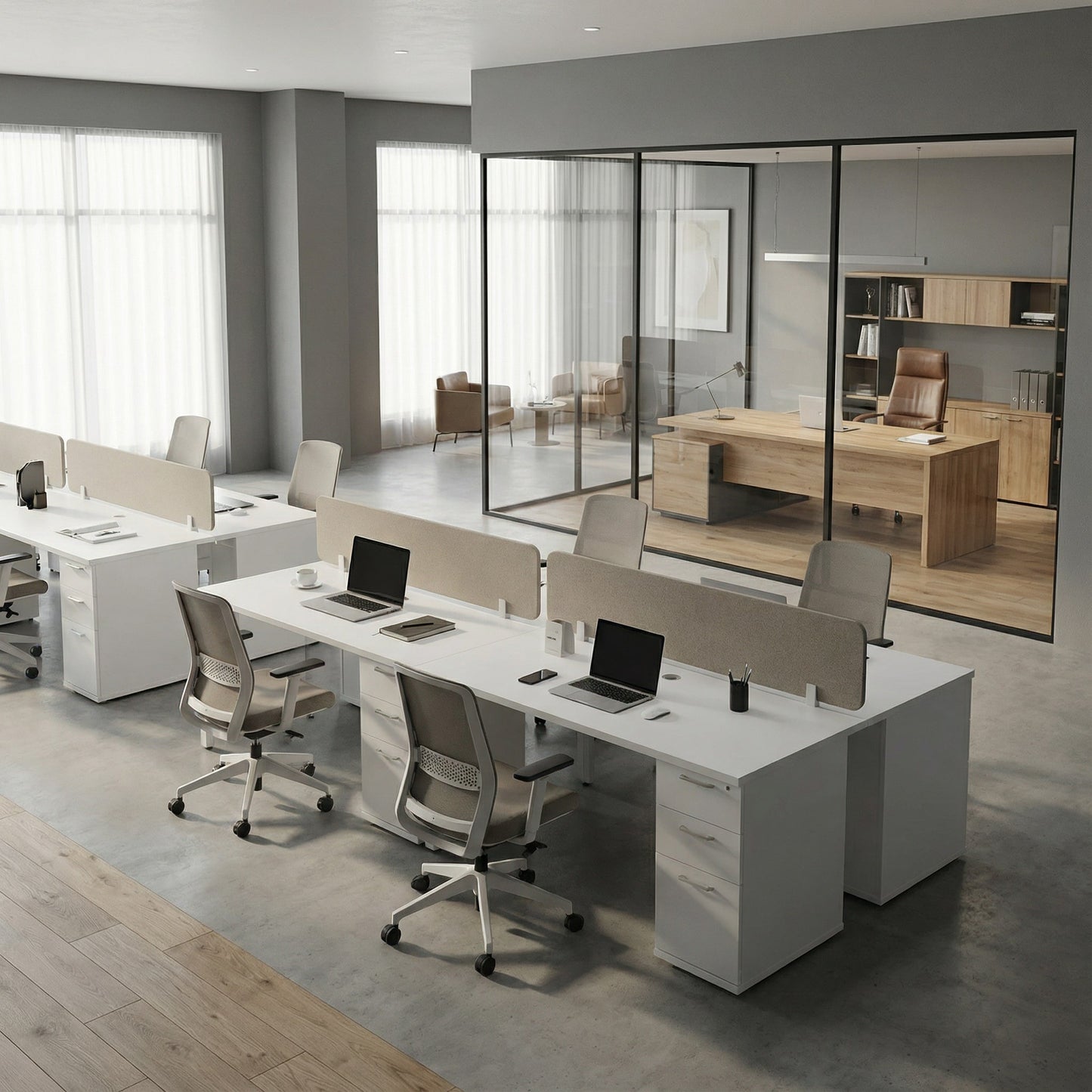 Dual Desk with Built-In Storage