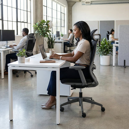 Desk with Built-In Pedestal