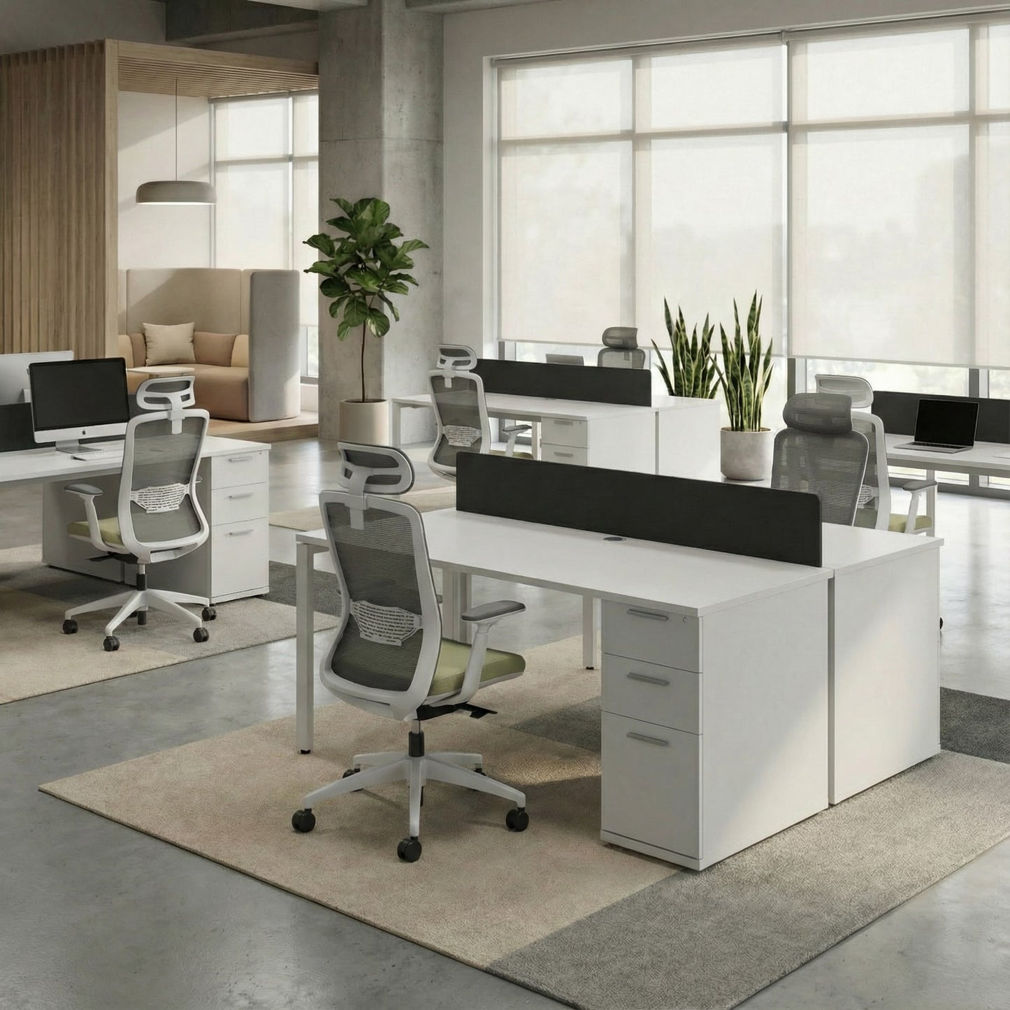 Desk with Built-In Pedestal