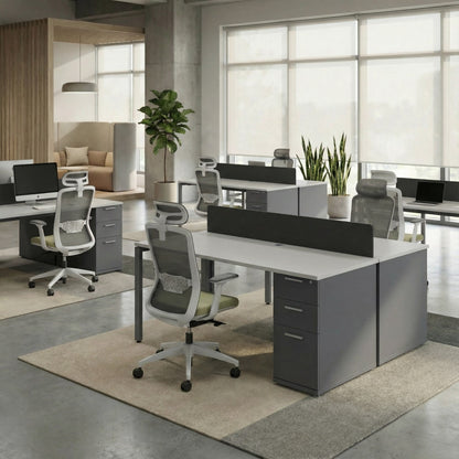 Desk with Built-In Pedestal