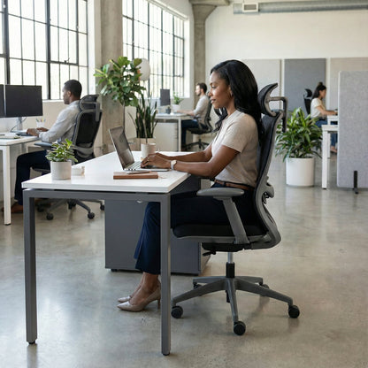 Desk with Built-In Pedestal