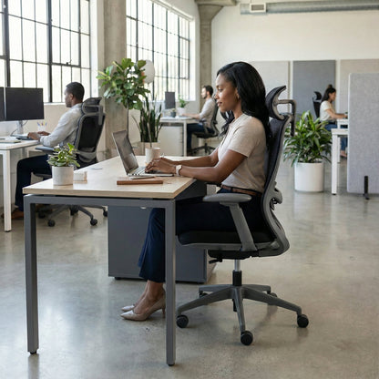 Desk with Built-In Pedestal