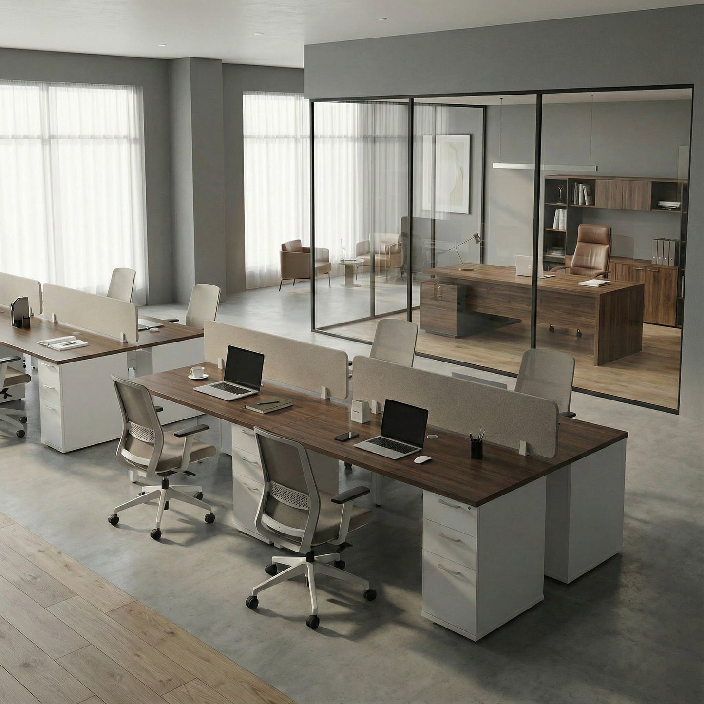 Dual Desk with Built-In Storage