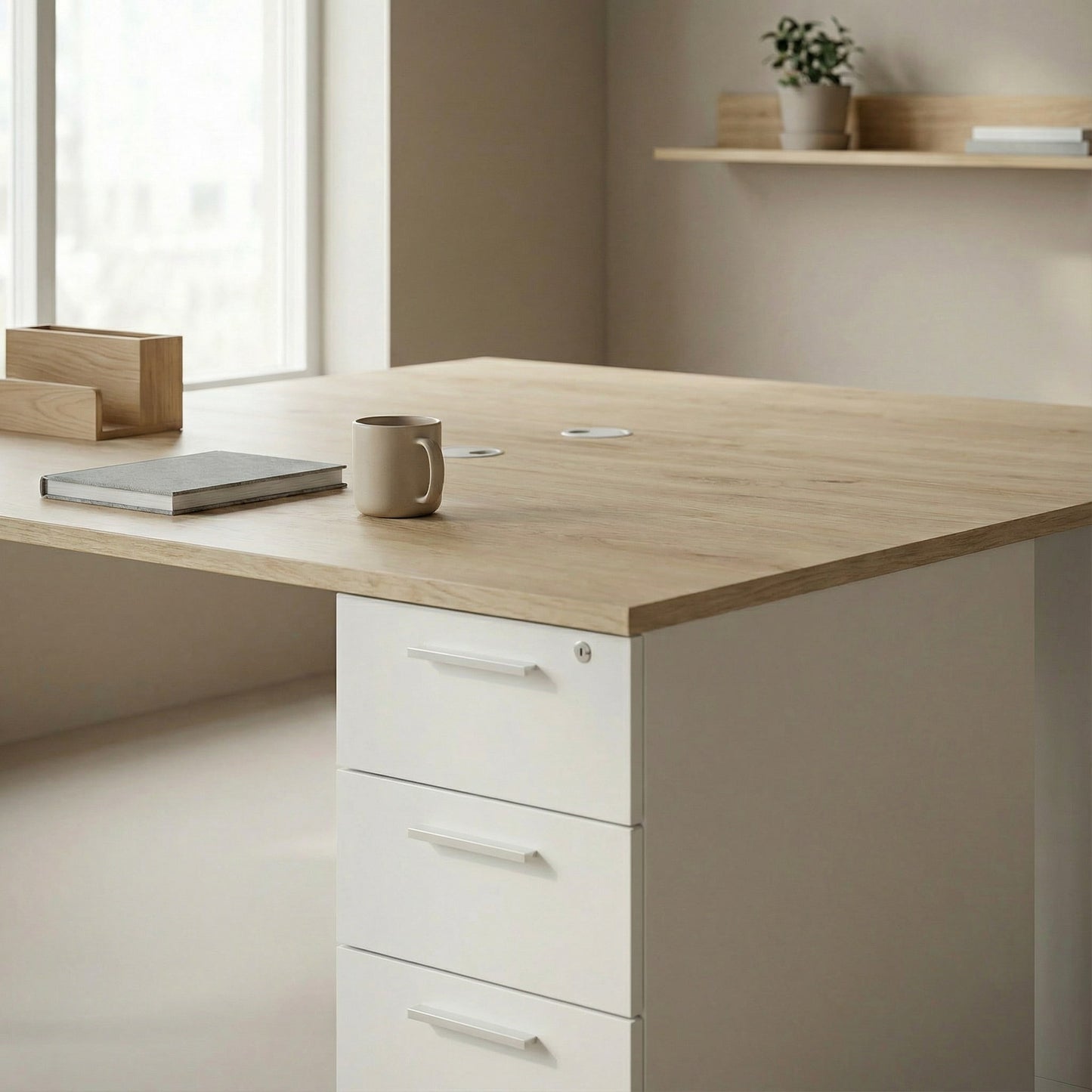 Dual Desk with Built-In Storage