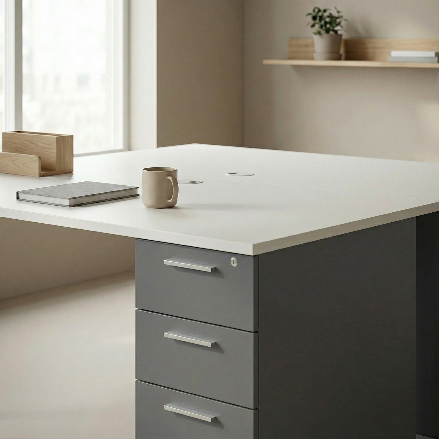 Dual Desk with Built-In Storage