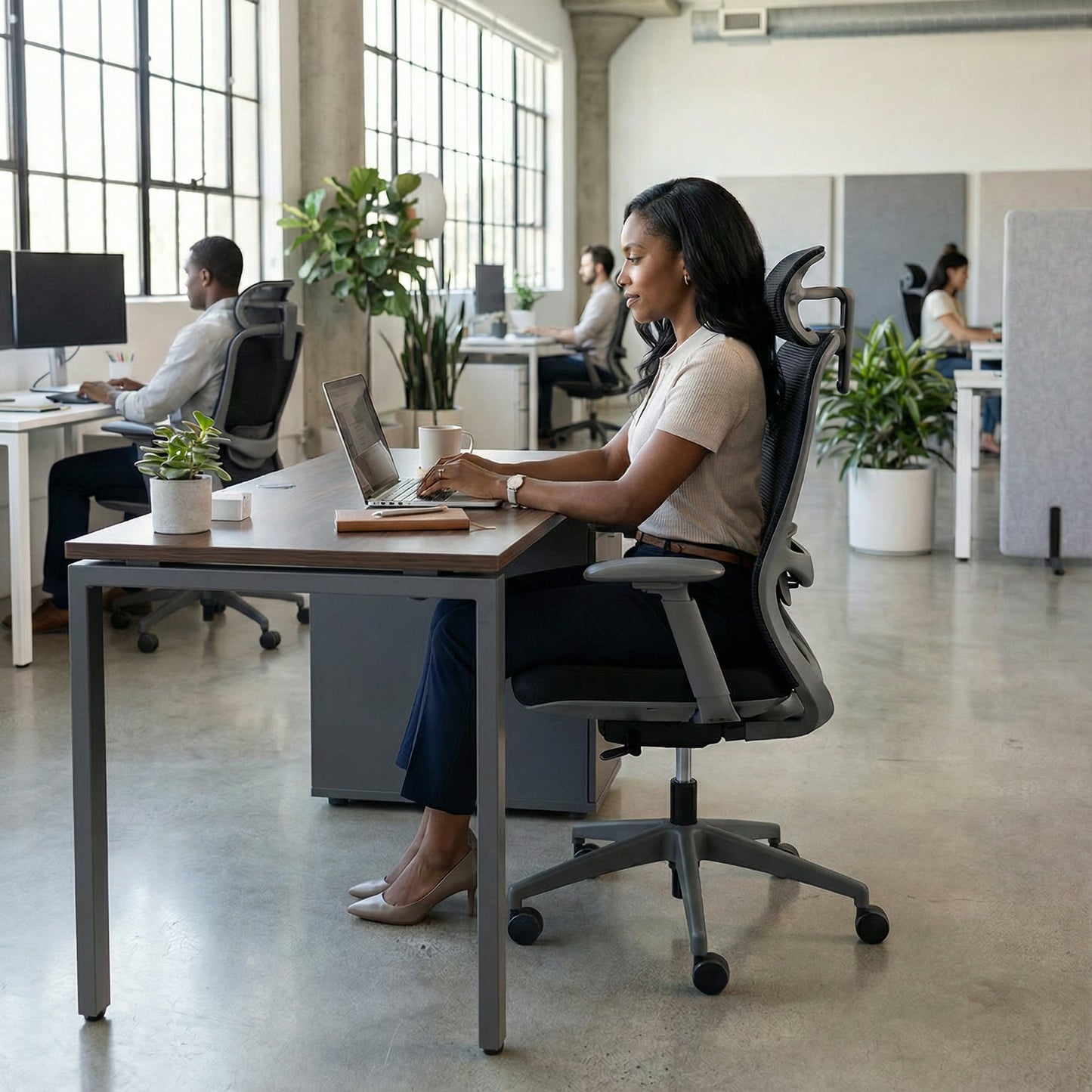 Desk with Built-In Pedestal