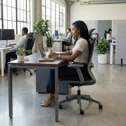 Desk with Built-In Pedestal