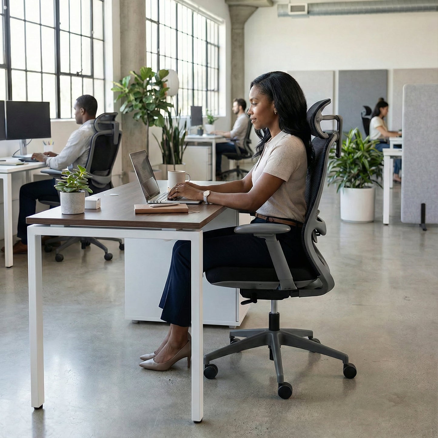 Desk with Built-In Pedestal