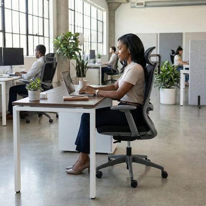 Desk with Built-In Pedestal