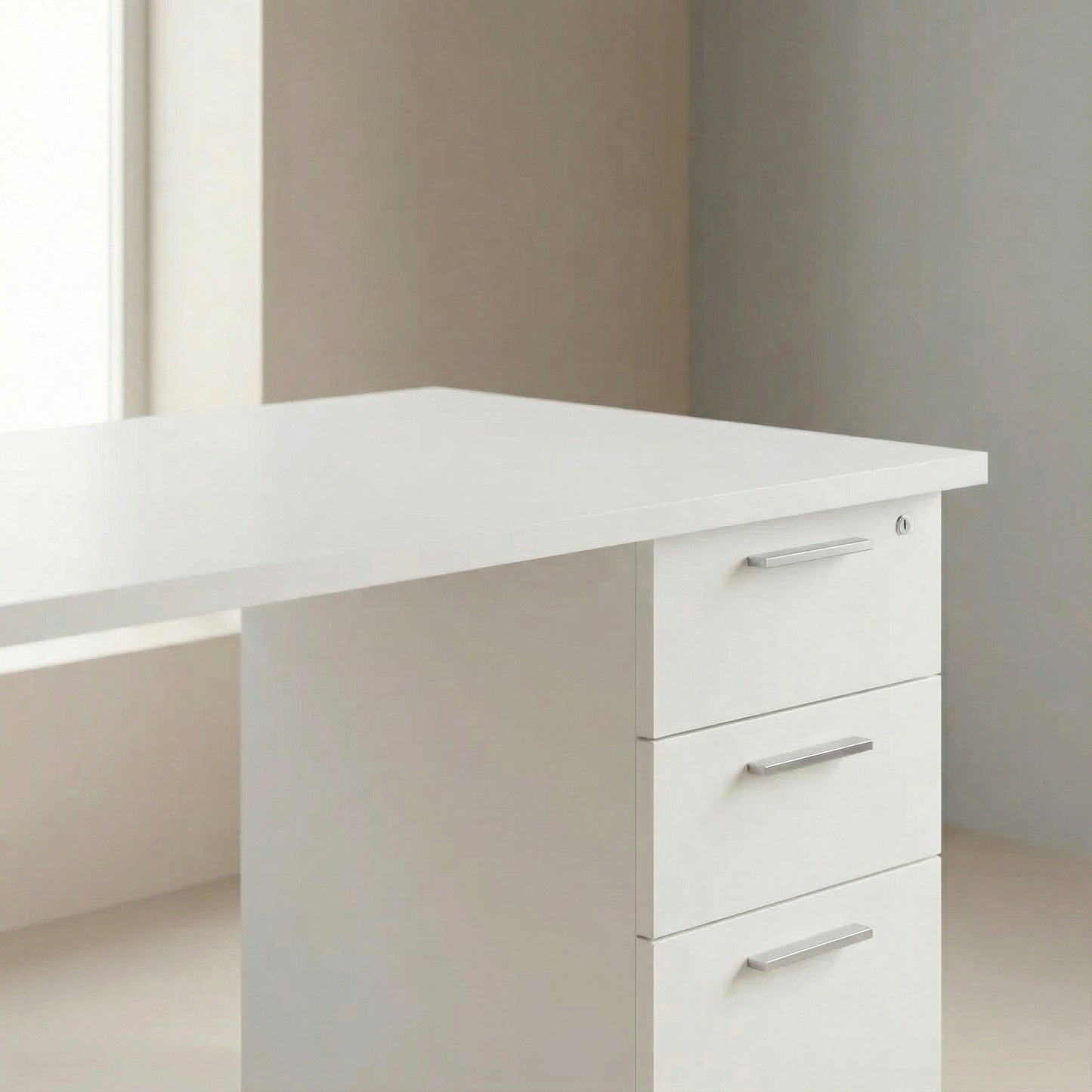 Desk with Built-In Pedestal