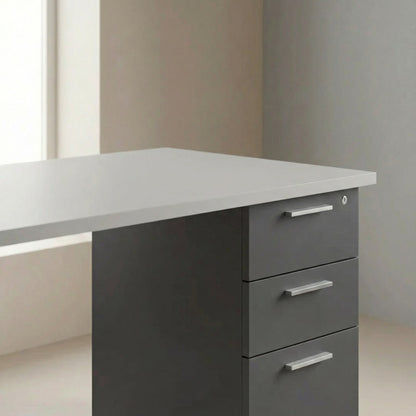 Desk with Built-In Pedestal