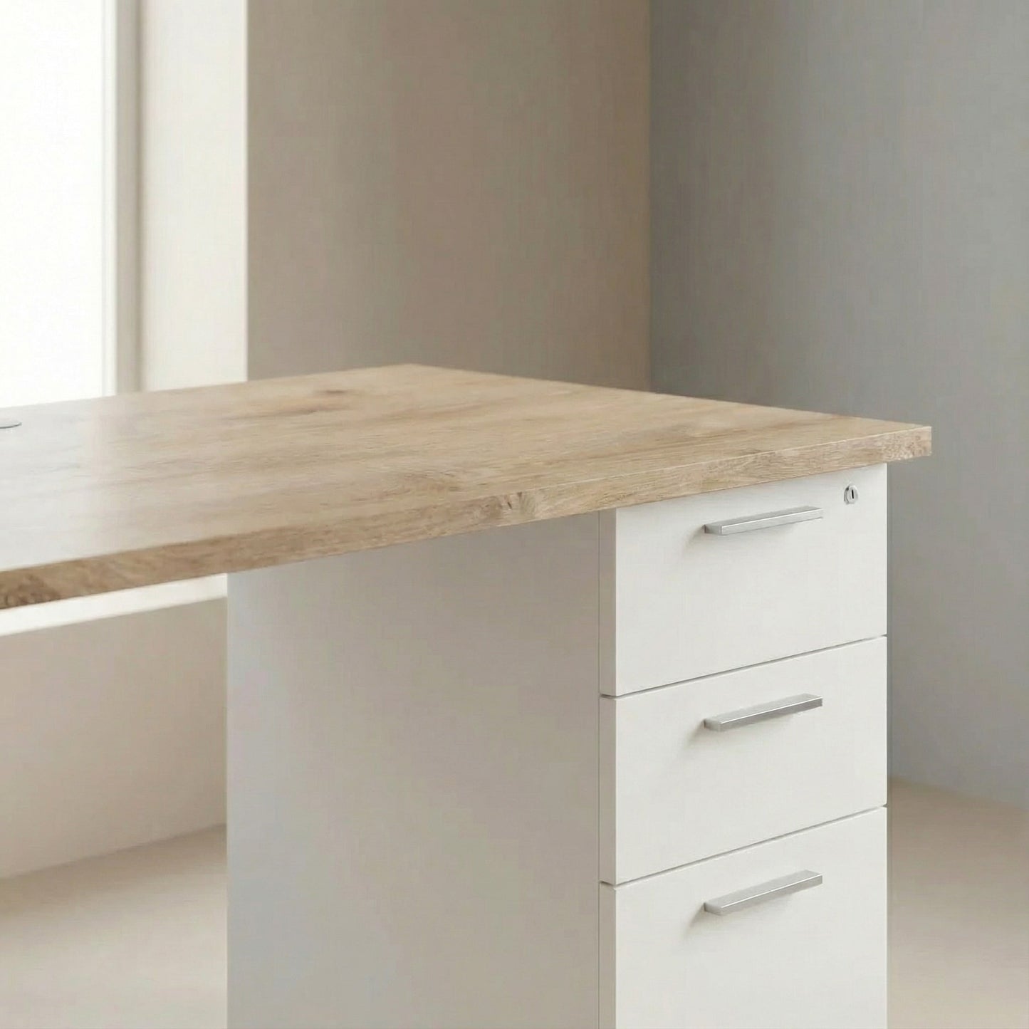 Desk with Built-In Pedestal