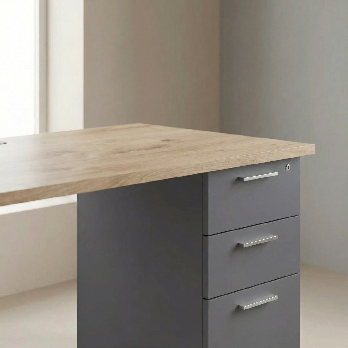 Desk with Built-In Pedestal