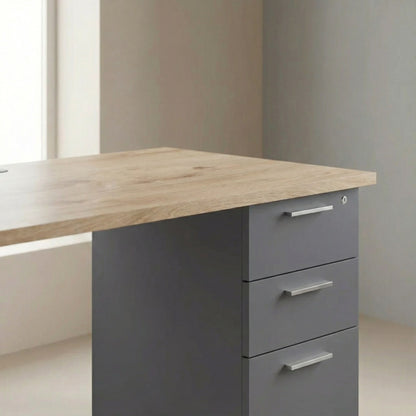Desk with Built-In Pedestal