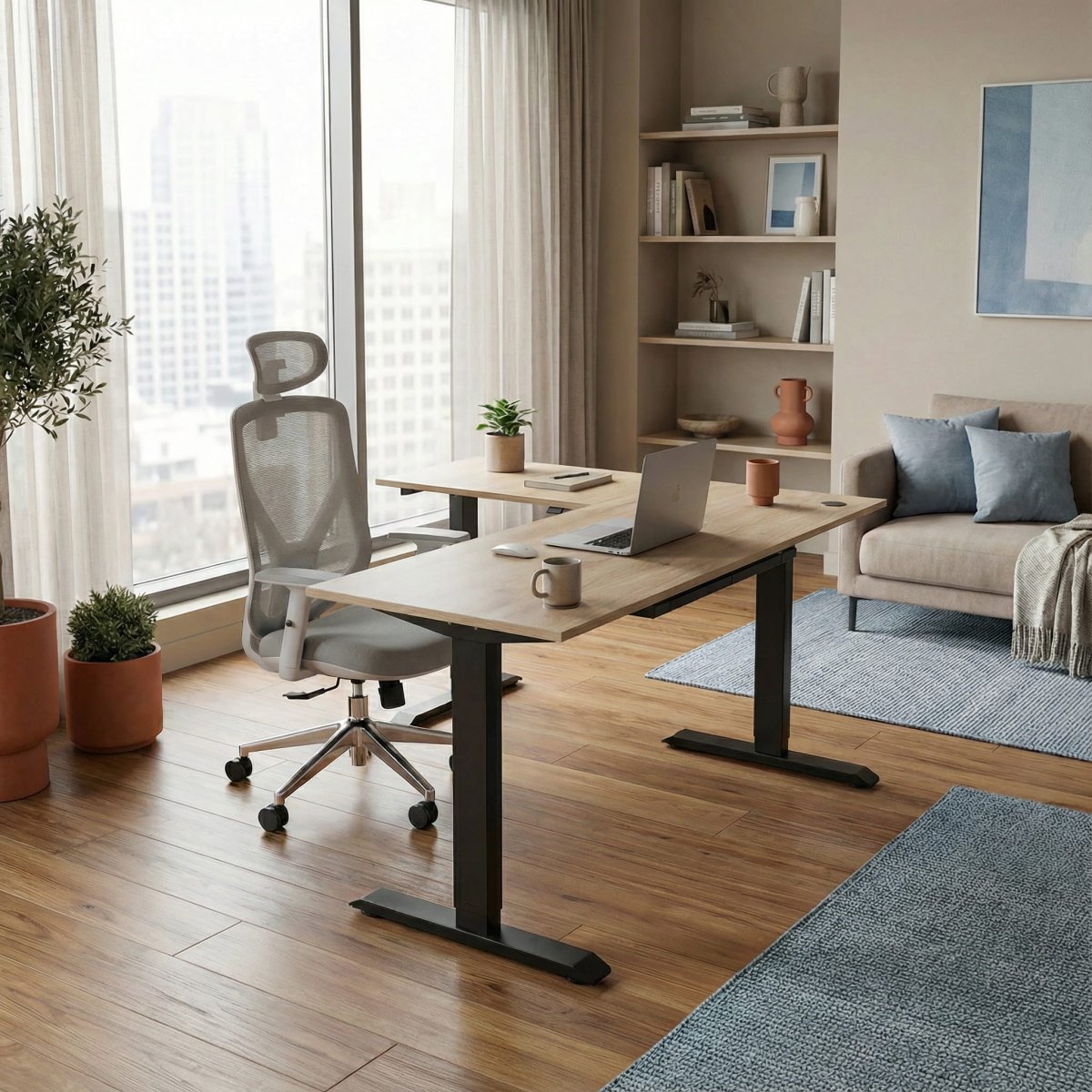 L-Shaped Sit-Stand Desk - Workspace Dreams L-Shaped Sit-Stand Desk