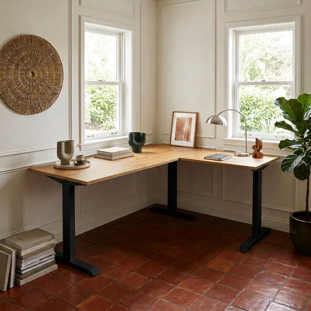 L-Shaped Sit-Stand Desk - Workspace Dreams L-Shaped Sit-Stand Desk