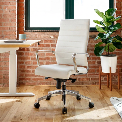 The Boardroom Chair (Open Box) in a contemporary office interior, showing the chair in context